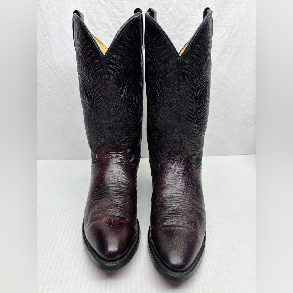 Wrangler Men's Black and Burgundy Western Cowboy Boots, SZ 11 D